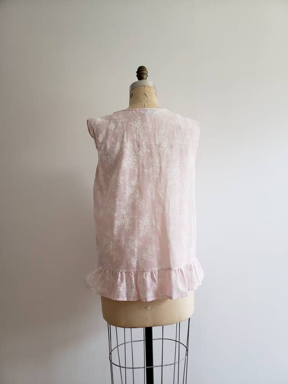 Vintage 80s. 1980s baby pink and white floral pri… - image 6