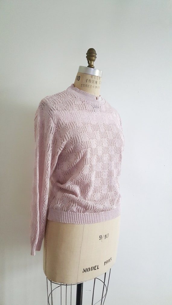 Vintage 80s, 1980s baby pink D'Allairds loose kni… - image 4