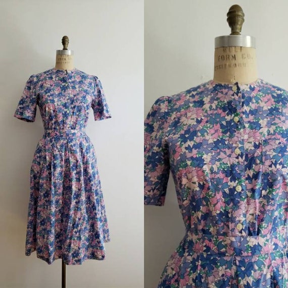 Vintage 70s, 1970s MOD ditsy floral print shirt an