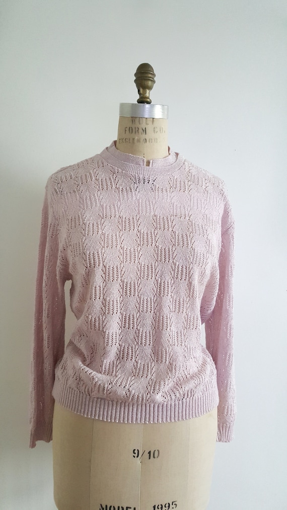 Vintage 80s, 1980s baby pink D'Allairds loose kni… - image 3