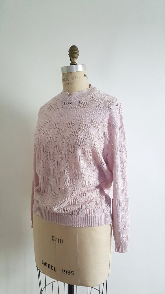Vintage 80s, 1980s baby pink D'Allairds loose kni… - image 5