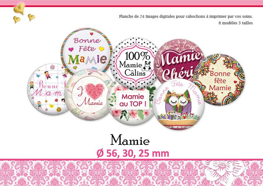 Mamie 8 Modeles Dimages Numeriques Mamie Pour Cabochons A Etsy Uk