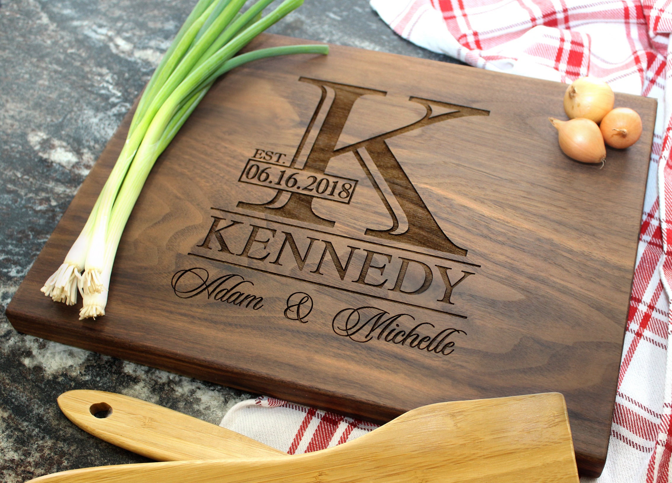 Monogram Personalized Cutting Board Engraved Cutting Board Etsy