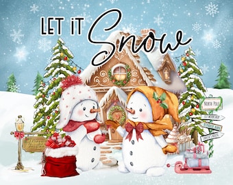 Let it Snow Schneidebrett. Schneemann Dekor, Küche Dekor, Winter Dekor, Schneemann Küche Schneidebrett, Weihnachtsgeschenk