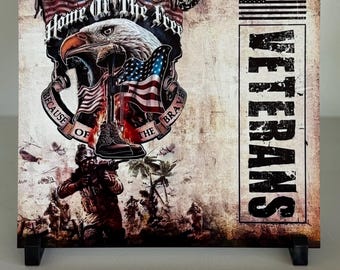 Letrero metálico de veteranos, arte mural de veteranos de 10 x 10, accesorio para corona militar, decoración militar, regalo militar, decoración del hogar para veteranos, regalo para hombre