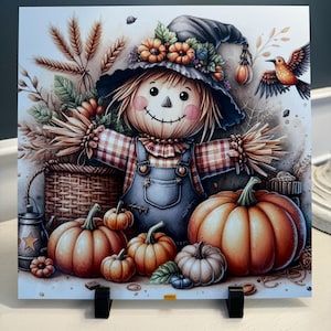Enseigne en métal épouvantail, enseigne d&#39;épouvantail et de citrouilles, décoration d&#39;automne, attache couronne d&#39;automne, enseigne d&#39;épouvantail rustique, fournitures de création