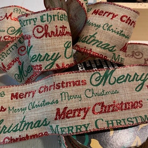 Christmas Bow Ribbon-Christmas Ribbon-Wreath Attachment-Craft Supplies- Gift Wrapping- Christmas Sparkle Ribbon- Bow Makers ribbon