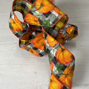 Nastro a quadri di bufalo bianco e nero-Nastro di zucca-Nastro di zucca arancione-Accessorio per ghirlande-Materiali per bricolage