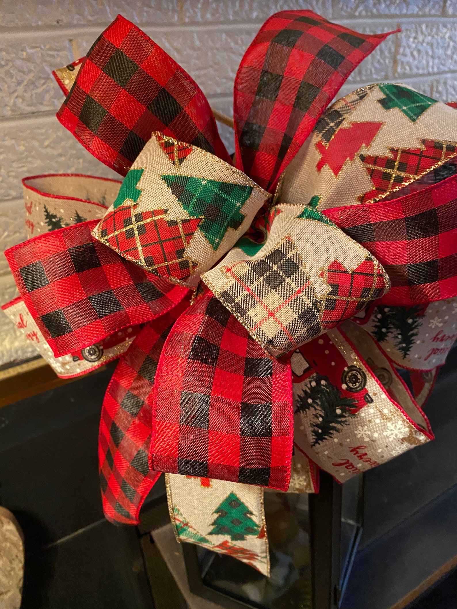 Christmas Plaid Bow Christmas Tree Bow Christmas Bow for Etsy