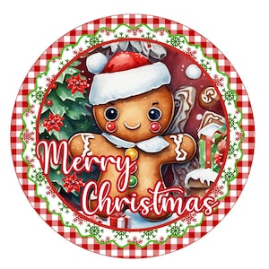 Gingerbread Sign, Boy Gingerbread, Gingerbread Wreath attachment, Merry Christmas Sign, Merry Christmas Gingerbread Sign, Holiday decor