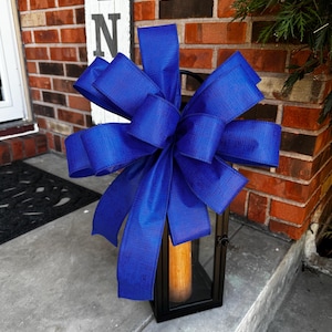 Royal Blue Bow | Decorative Wreath Bow | Outdoor or Indoor Ribbon Bow |Memorial Porch or Door Decor | Awearness Bow | Large Royal Blue Bow