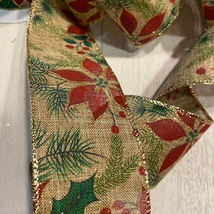 Nastro di Natale-Nastro di Stella di Natale-Forniture per ghirlande-Forniture artigianali-Nastro per le feste-Confezionamento regalo