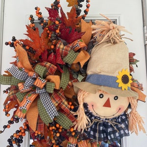 Fall wreath for front door-Harvest wreath-Fall Deco Mesh Wreath- Thanksgiving Wreath