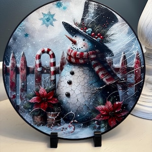 Vintage Snowman Sign, Snowman with Candy Cane, Sign Attachment, Snowman decor, Country Christmas Decor