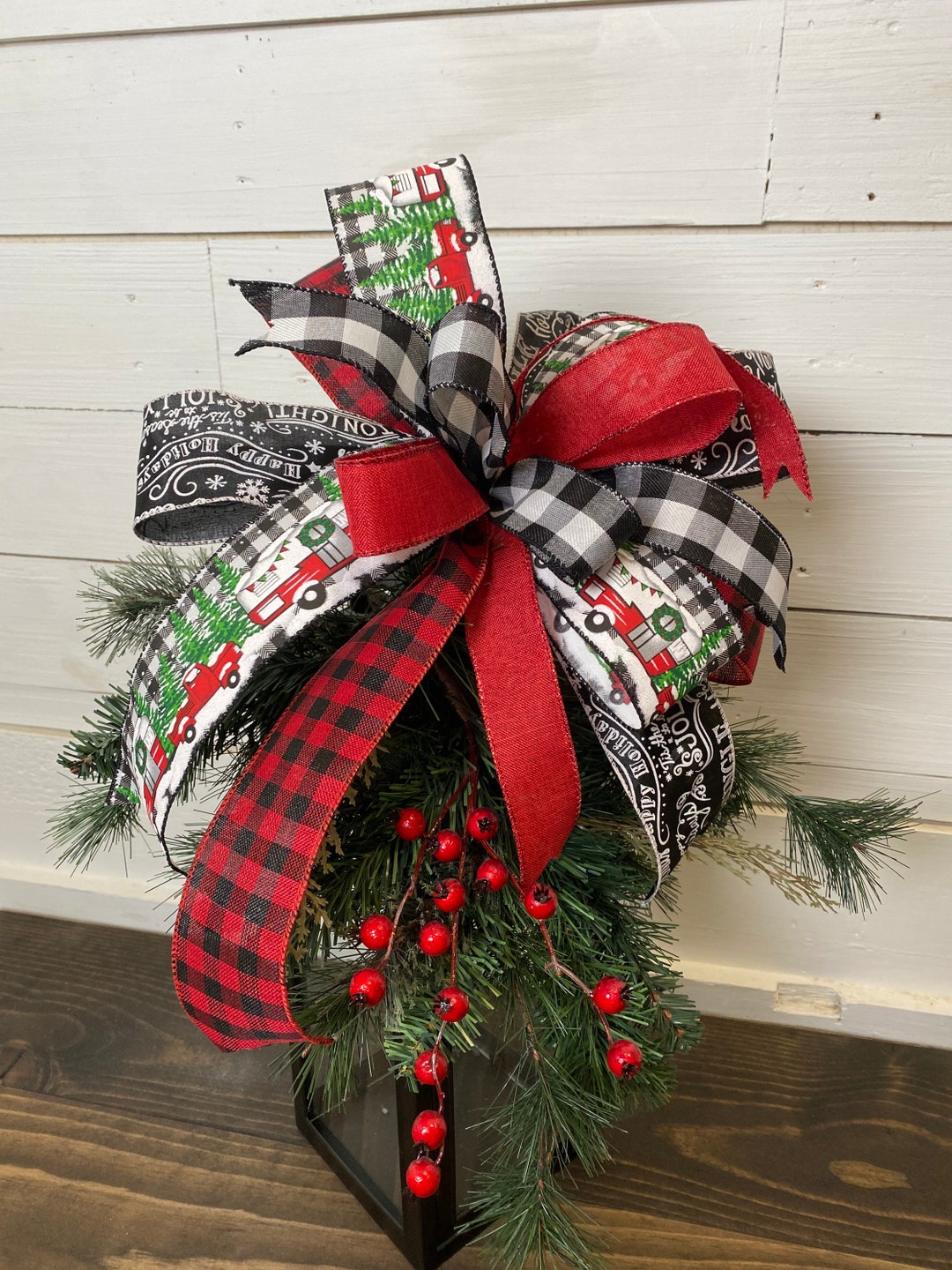 Christmas Plaid Bow Christmas Tree Bow Christmas Bow for Etsy