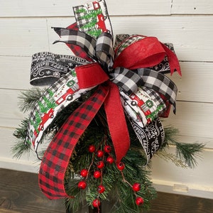 Weihnachten karierte Schleife - Weihnachtsbaum Schleife - Weihnachtsschleife für Kranz - Buffalo Plaid Schleife - Weihnachtsschleife - Mantel Schleife - Kranz Schleife - Briefkasten Schleife