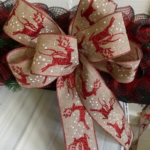 Nastro di Natale-nastro di cervo glitterato-nastro di cervo-nastro di corona-attaccamento per corona-materiali per artigianato-confezione regalo