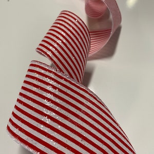 Nastro di Natale-Nastro di bastoncini di zucchero scintillanti-Nastro rosso e bianco-Nastro per albero di Natale-Nastro per ghirlande-Materiali per artigianato-Nastro per archi