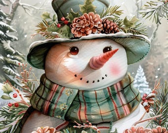 Snowman Metal Wreath Sign 10×10 – Winter Door Decor- Festive Snowman Decor- Snowman attachment-Winter decor after Christmas, Winter Home Art