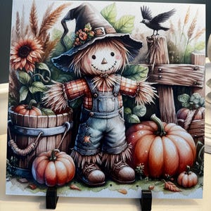 Enseigne en métal épouvantail, enseigne d&#39;épouvantail et de citrouilles, décoration d&#39;automne, attache couronne d&#39;automne, enseigne d&#39;épouvantail rustique, fournitures de création