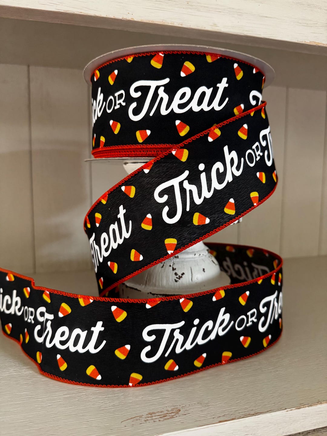 Corn Ribbons Candy Corn Ribbon – Trick or Treat Wired Ribbon | Pre-cut 5 or 10 Yards ...