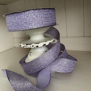 Lavender Glitter Ribbon, Spring Wired Ribbon, Wreath Attatchment, Floral design