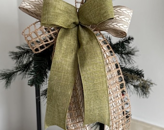 Rustic Farmhouse Bow- Sage Green Bow- Everyday Bow-Bow for Wreaths-All Year round Bow- Wreath Attachment