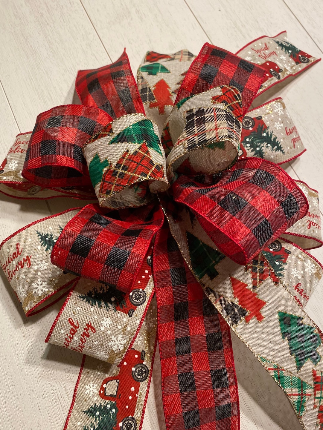 Christmas Plaid Bow Christmas Tree Bow Christmas Bow for Wreath Buffalo Plaid Bow Christmas Bow
