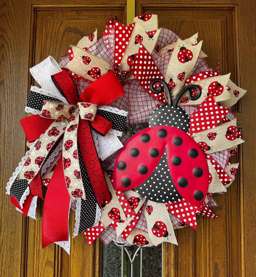 Ladybug Wreath for Front Door | Spring Summer Wreath | Whimsical Red ...