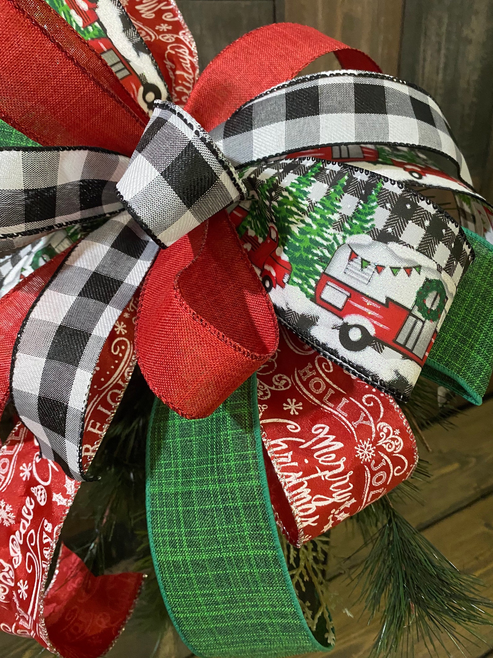 Christmas Plaid Bow Christmas Tree Bow Christmas Bow for Etsy