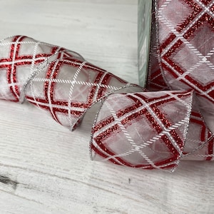 Christmas Ribbon-Gift Wrapping Ribbon- Sparkly Ribbon-Wreath Attachment-Craft Supplies