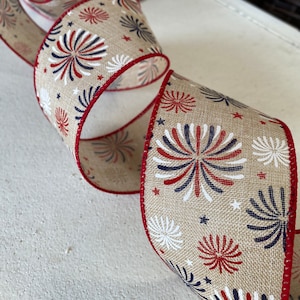 Red white and blue Ribbon-Patriotic Ribbon- Wreath Attachment-Independence Day Ribbon-Floral Arrangement Ribbon-Spring Ribbon-Craft Supplies