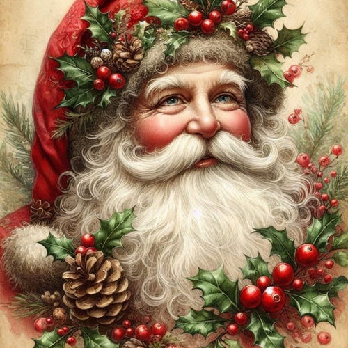 Vintage Santa Metal Sign, 8 x 10 inch Metal sign, Santa Clause Wall Art, Santa Wreath Attachment, Vintage Santa Wall Decor, Vintage Holiday