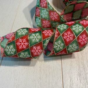 Christmas ribbon-Red and Green wired ribbon-wreath supplies-craft supplies -wreath ribbon