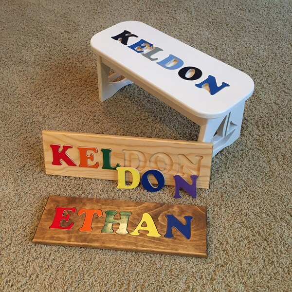 Custom Name Puzzle, Personalized Name Puzzle, Name Puzzles, Custom Name Stools, Gift for Newborn, Gift for Grandchild, Baby Shower Gift Idea