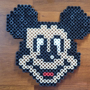 Week 7, Day 45, Black & White, Mickey Mouse. Perler Beads 365 Day