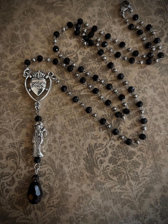 Santa Muerte Sacred Heart Necklace