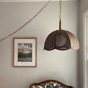 Mid-Century Large Hollywood Regency Gold Gilt Pendant Swag Hanging Lamp