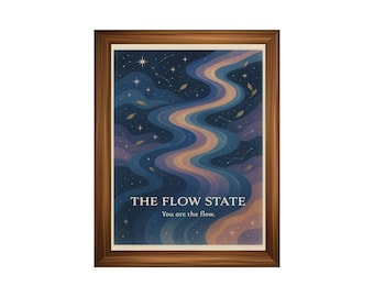 Poster motivazionale metafisico stampato "Lo stato di flusso", arte murale spirituale per manifestazione, chakra, guarigione energetica / senza cornice