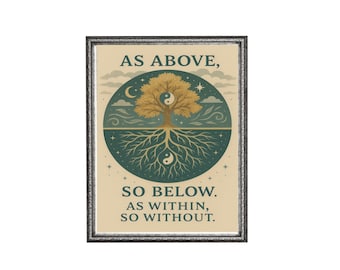 Metaphysical Poster "As Above, So Below" Spiritual Wall Art Poster for Manifestation, Chakras, Energy Healing | Unframed Prints