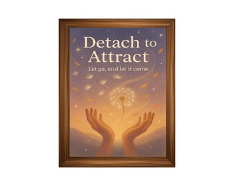 Printed Metaphysical Motivational Poster "Detach to Attract" Spiritual Wall Art    for Manifestation, Chakras, Energy Healing | Unframed