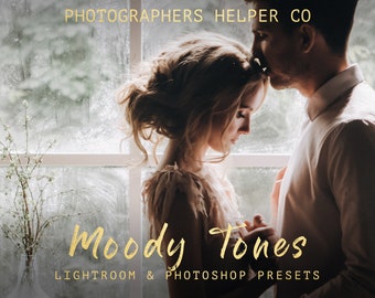 Moody Tones Wedding Lightroom Presets & Photoshop Filters Dramatic, Dark Film Style for Modern Photographers
