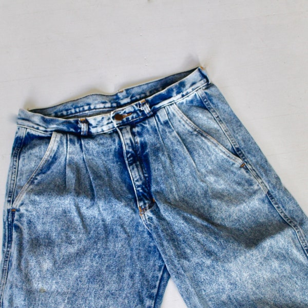 80's Rock Wash Denim Jeans, 1980s Denim, Vintage Pants, Cotton, Made In New Zealand, Size 12 womens, Punk Rock, Eighties, High Rise, D
