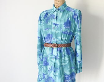 Nenúfares Blusa Vintage, Camisa, Blusa, Nueva Zelanda, Camisa button down, Mujer Vintage, Vestido camisa, Talla 10-12 US 12-14 UK D