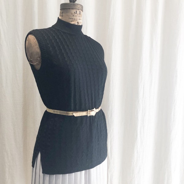 Black Sparkly Vintage Top, Vintage Sweater, 90s High Neck Sweater, 42" Glitter, Black Top, Women's Top, Secretary, 1990s, SZ 10 US/12 UK, D