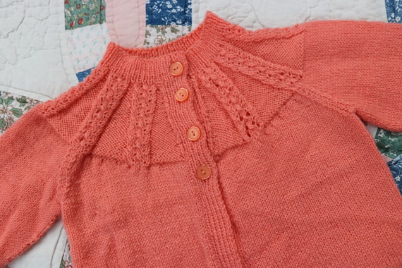 NEW Coral Wool Hand Knit Cardi, 18 Months, Girls … - image 2