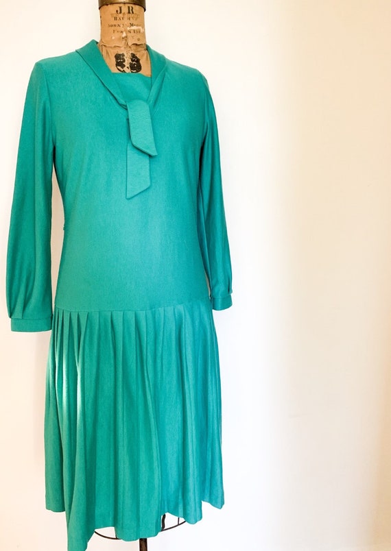 Green Vintage Dress, Vintage 1970s Dress, New Zea… - image 1