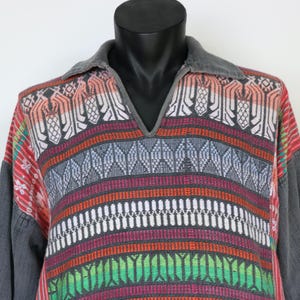 Mens Vintage Woven Cotton Top - Medium,  Mexican Woven Blanket Jacket, Baja, Camping Surfing or Festival, Tasselled, Boho, Weaved*