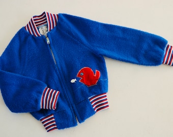 Kids Acrylic Zipper Sweatshirt, Boys Size 2, 90s Sweater, Blue, Vintage Kids, Retro Boys*