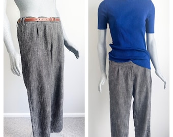 Juliette Hogan Herringbone Wool Silk Pants, Size 32" Waist, Vintage Wool Pants, Vintage Wool Trousers, NZ Wool, x